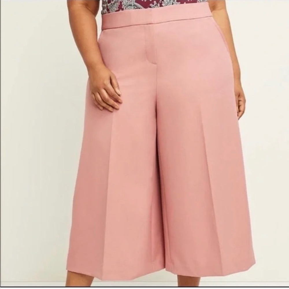 Lane Bryant Dusty Rose Wide-Leg Culotte Pants - SZ 14R